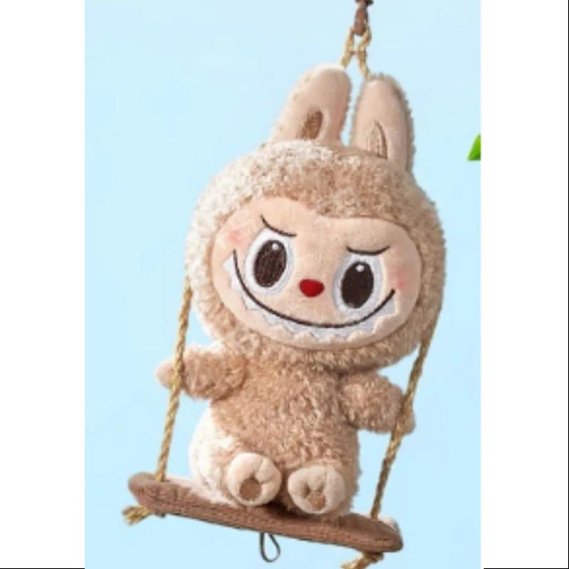 Labubu POP LAND TIMBER WORKSHOP PLAYING ON THE SWING PLUSH PENDANT Series Brown