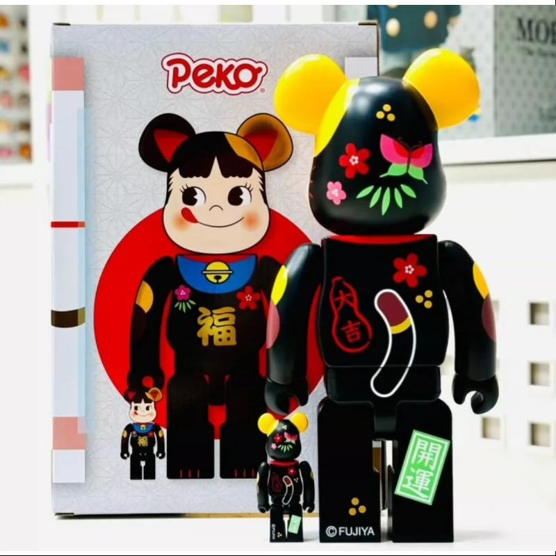 Bearbrick Peko Lucky Cat Lucky Black 400% & 100% Be@rbrick 2024 Limited