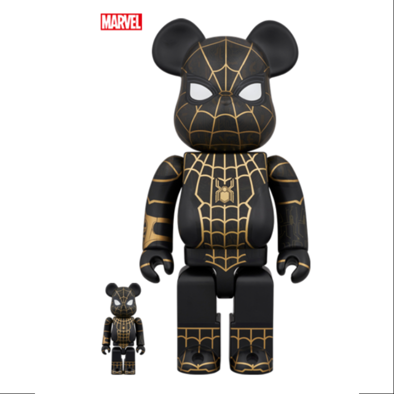 Bearbrick Spider Man Black & Gold Suit 400% & 100% Be@rbrick 2024 Limited
