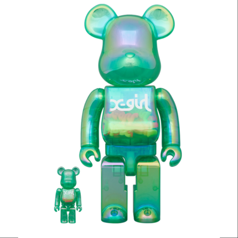 Bearbrick X-girl Clear Green Ver.400% & 100% Be@rbrick 2023 Limited