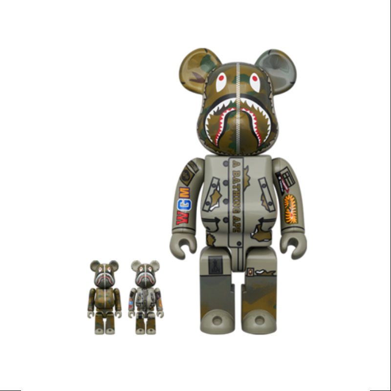 Bearbrick Bape Alpha Camo Shark 2023 400% & 100% 3PCS Be@rbrick 2023 Limited